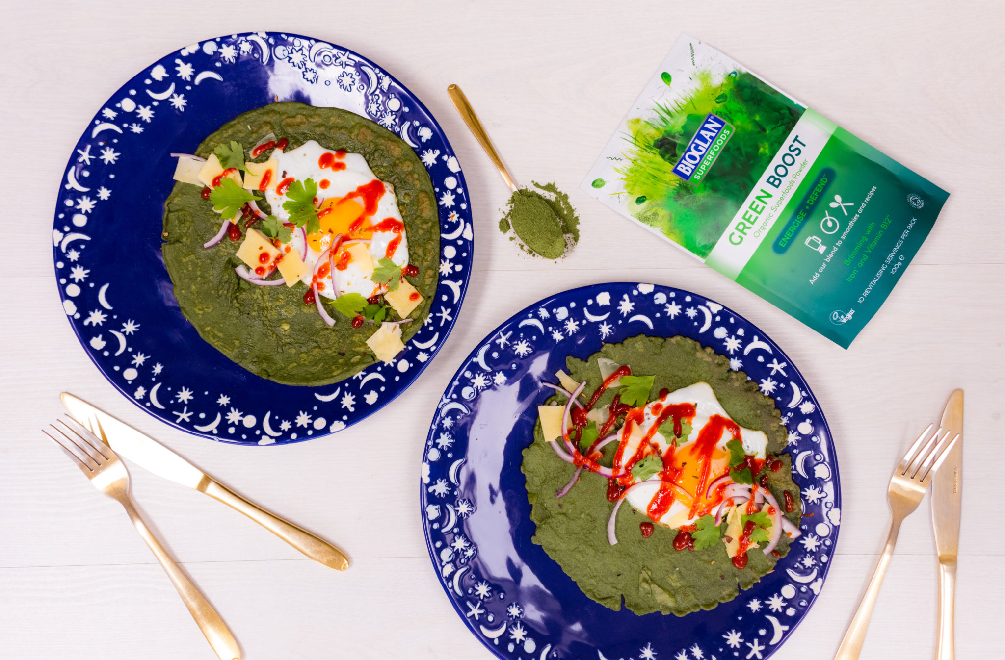 Green Boost brunch pancakes