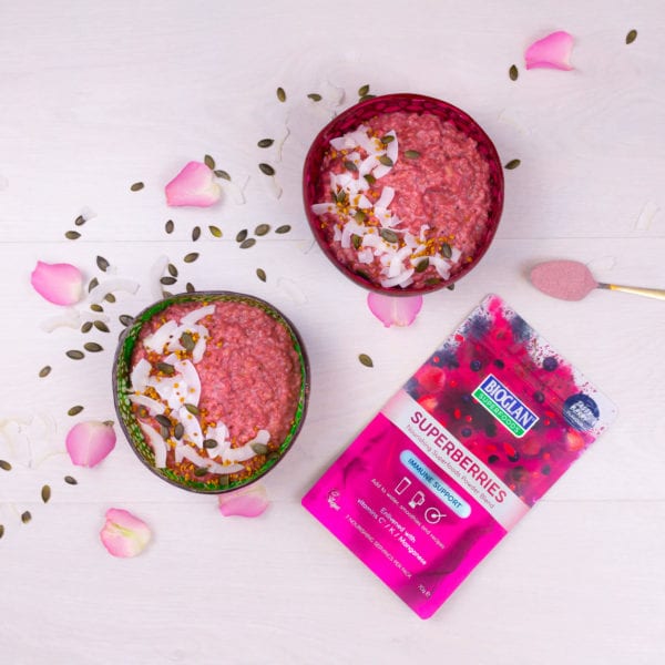 Pink porridge two bowls