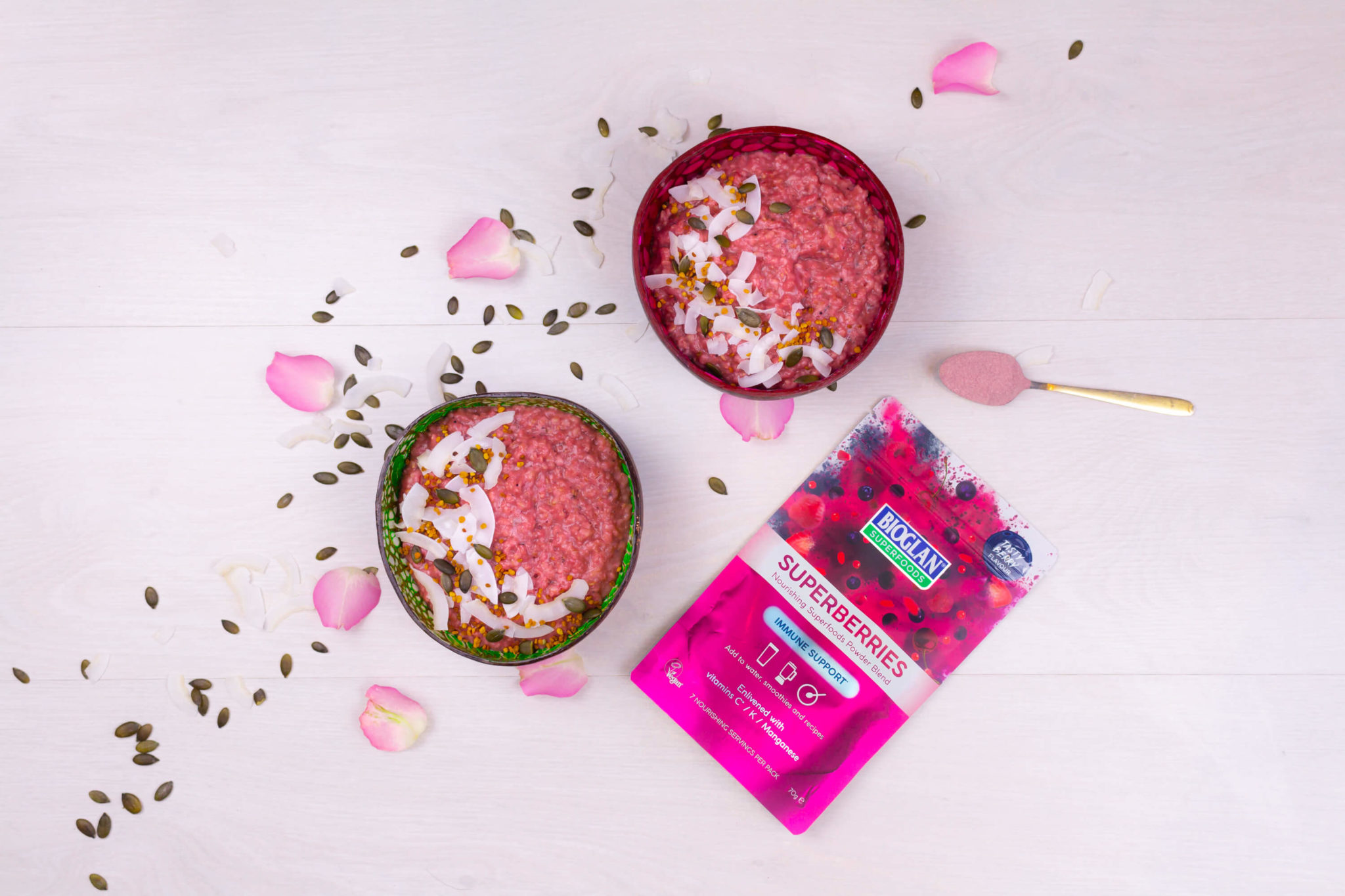 Pink porridge two bowls
