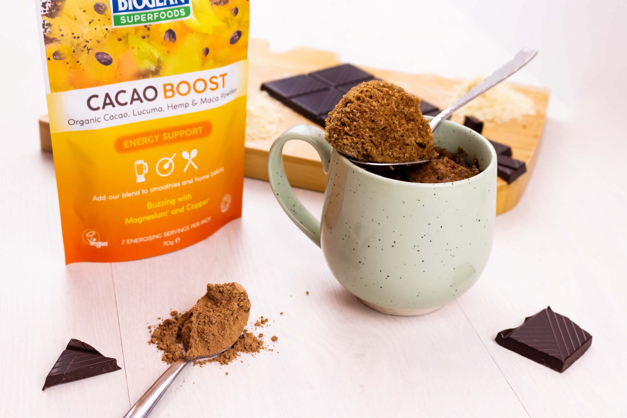 Healthy Mug Cake Bioglan Superfoods Cacao Boost Recipe