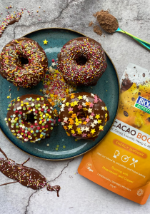 Vegan Rainbow Doughnuts with Cacao Boost