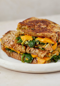 Vegan grilled cheese with spinach and Bioglan Superfoods Green Boost